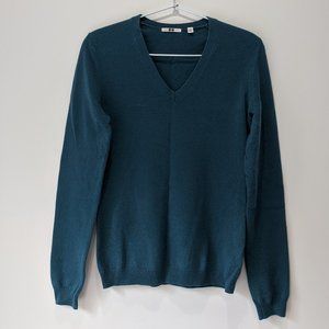 Turquoise 100% Cashmere V-neck Sweater